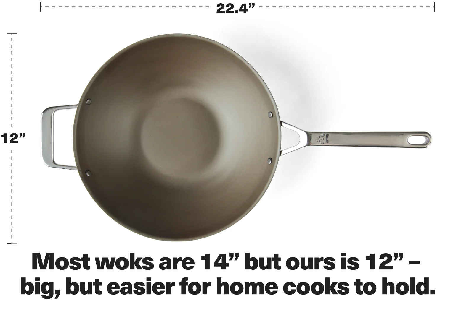 12 inch Pre-Seasoned Carbon Steel Wok - Image 3